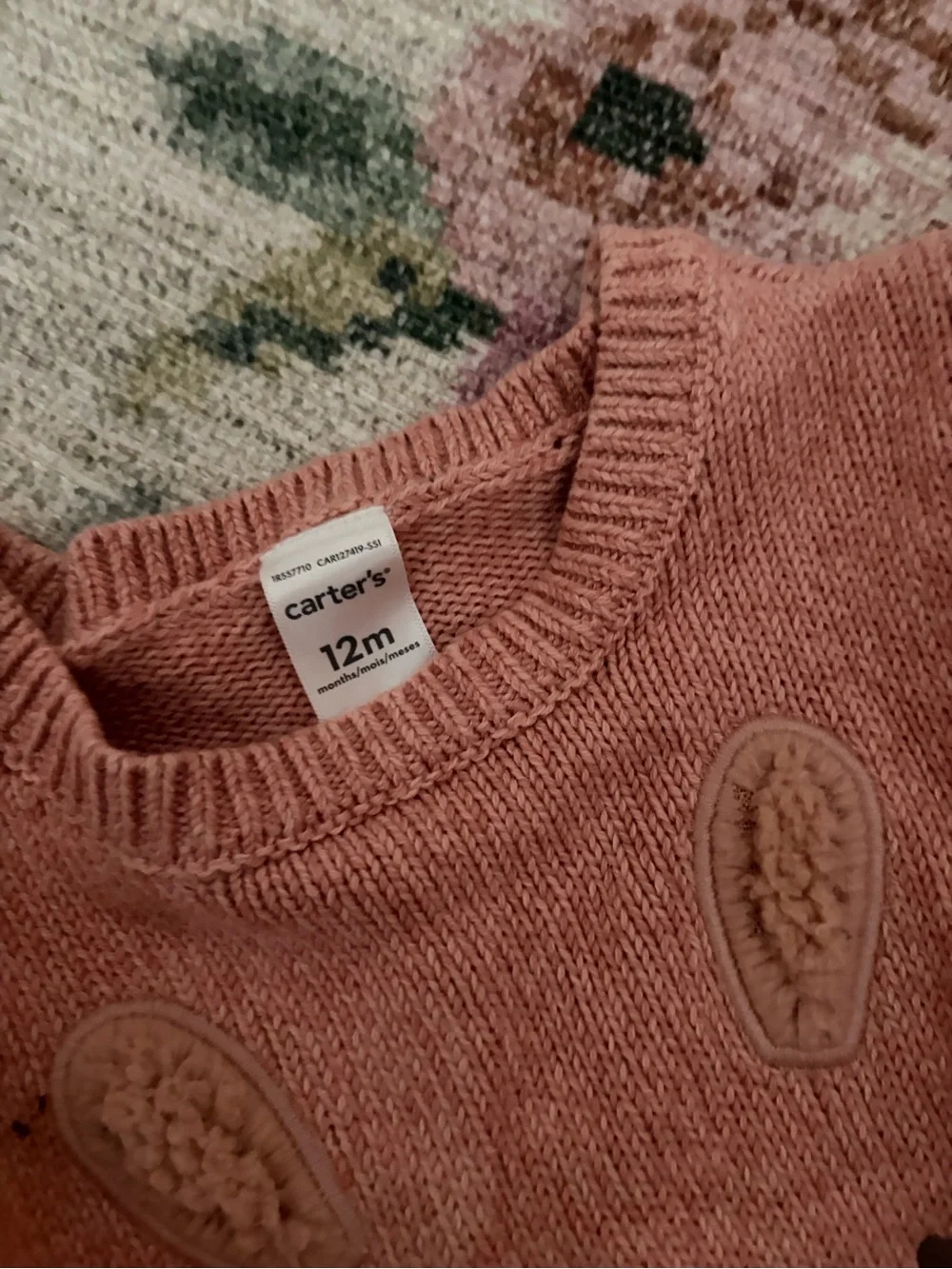 Carter's Dusty Pink Knit Bunny Appliqué Sweater Set - Picture 2 of 2